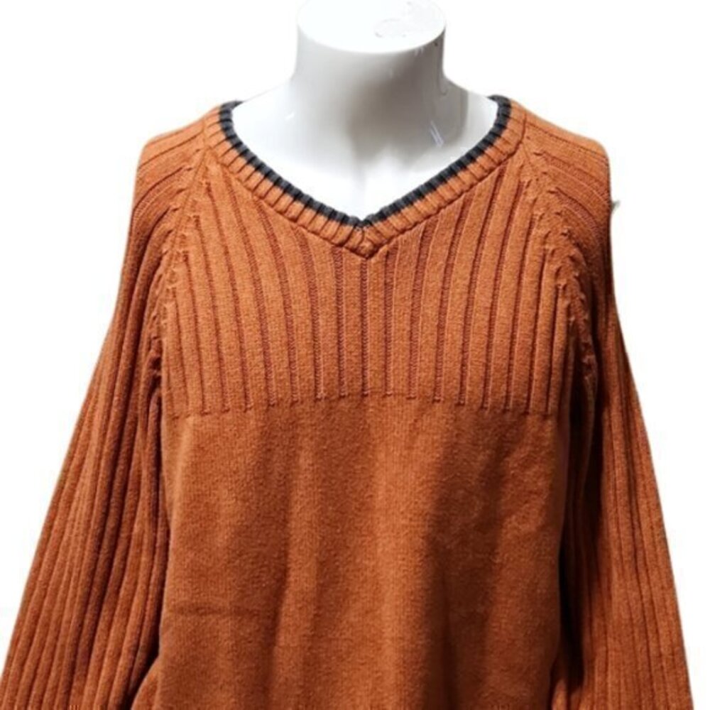 [Columbia] Orange V-neck Sweater - Size XL